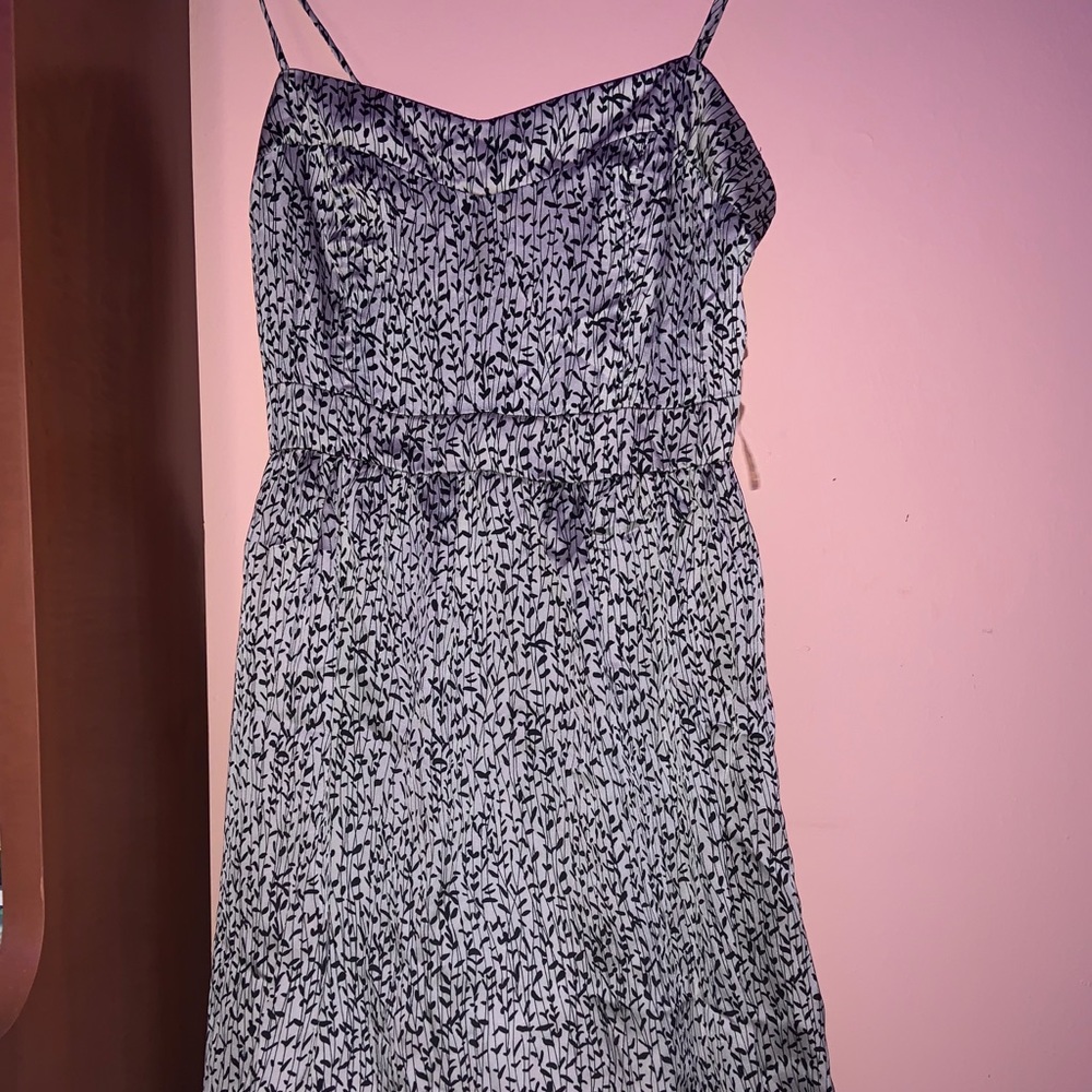 black and white floral pattern dress